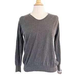Chan Luu Cashmere Silk Blend Gray Pullover Womens Sweater Relaxed Fit Medium
